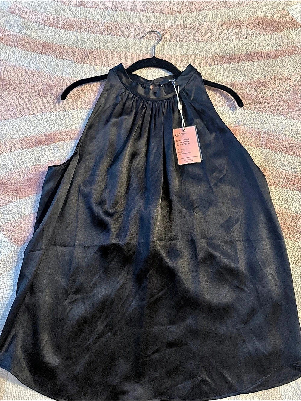 Quince 100% Washable Silk Halter Top Black XL